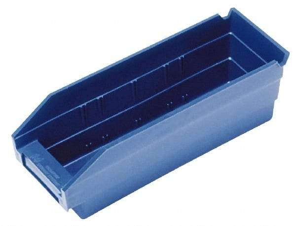 Quantum Storage - 50 Lb. Load Capacity, 17-7/8" Deep, Blue Polypropylene Hopper Shelf Bin - 4" High x 4-1/8" Wide x 17-7/8" Long - Best Tool & Supply