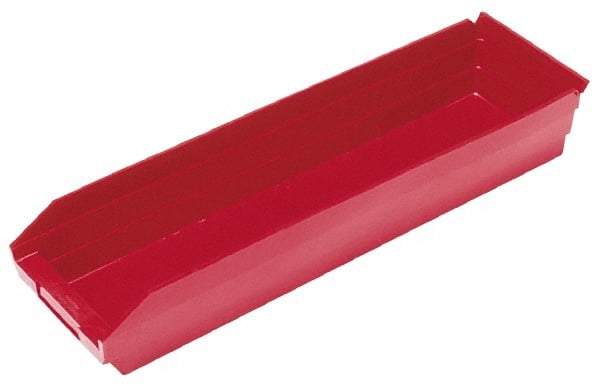 Quantum Storage - 50 Lb. Load Capacity, 17-7/8" Deep, Red Polypropylene Hopper Shelf Bin - 4" High x 6-5/8" Wide x 17-7/8" Long - Best Tool & Supply