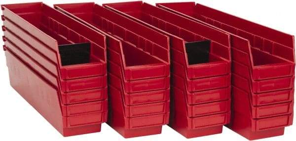 Quantum Storage - 50 Lb. Load Capacity, 17-7/8" Deep, Red Polypropylene Hopper Shelf Bin - 4" High x 4-1/8" Wide x 17-7/8" Long - Best Tool & Supply