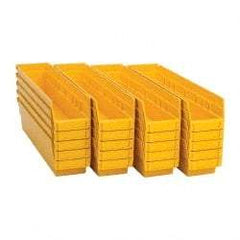 Quantum Storage - 50 Lb. Load Capacity, 17-7/8" Deep, Yellow Polypropylene Hopper Shelf Bin - 4" High x 4-1/8" Wide x 17-7/8" Long - Best Tool & Supply