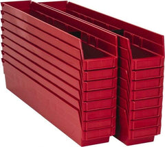 Quantum Storage - 50 Lb. Load Capacity, 23-5/8" Deep, Red Polypropylene Hopper Shelf Bin - 4" High x 4-1/8" Wide x 23-5/8" Long - Best Tool & Supply