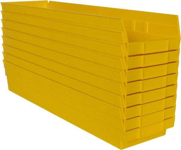 Quantum Storage - 50 Lb. Load Capacity, 23-5/8" Deep, Yellow Polypropylene Hopper Shelf Bin - 4" High x 6-5/8" Wide x 23-5/8" Long - Best Tool & Supply