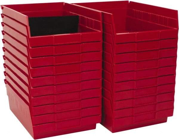 Quantum Storage - 50 Lb. Load Capacity, 11-5/8" Deep, Red Polypropylene Hopper Shelf Bin - 4" High x 8-3/8" Wide x 11-5/8" Long - Best Tool & Supply