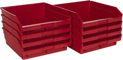 Quantum Storage - 50 Lb. Load Capacity, 11-5/8" Deep, Red Polypropylene Hopper Shelf Bin - 4" High x 11-1/8" Wide x 11-5/8" Long - Best Tool & Supply