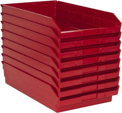 Quantum Storage - 50 Lb. Load Capacity, 17-7/8" Deep, Red Polypropylene Hopper Shelf Bin - 4" High x 11-1/8" Wide x 17-7/8" Long - Best Tool & Supply