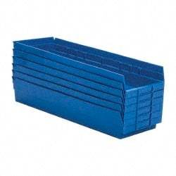 Quantum Storage - 50 Lb. Load Capacity, 23-5/8" Deep, Blue Polypropylene Hopper Shelf Bin - 4" High x 8-3/8" Wide x 23-5/8" Long - Best Tool & Supply