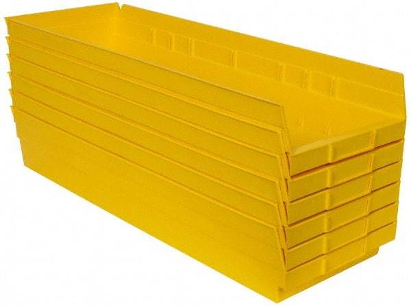 Quantum Storage - 50 Lb. Load Capacity, 23-5/8" Deep, Yellow Polypropylene Hopper Shelf Bin - 4" High x 8-3/8" Wide x 23-5/8" Long - Best Tool & Supply