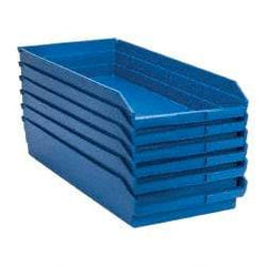 Quantum Storage - 50 Lb. Load Capacity, 23-5/8" Deep, Blue Polypropylene Hopper Shelf Bin - 4" High x 11-1/8" Wide x 23-5/8" Long - Best Tool & Supply