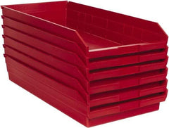 Quantum Storage - 50 Lb. Load Capacity, 23-5/8" Deep, Red Polypropylene Hopper Shelf Bin - 4" High x 11-1/8" Wide x 23-5/8" Long - Best Tool & Supply