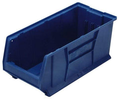 Quantum Storage - 100 Lb. Load Capacity, 23-7/8" Deep, Blue Polypropylene Hopper Stacking Bin - 9" High x 8-1/4" Wide x 23-7/8" Long - Best Tool & Supply