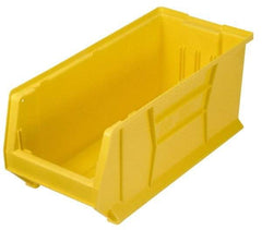 Quantum Storage - 100 Lb. Load Capacity, 23-7/8" Deep, Yellow Polypropylene Hopper Stacking Bin - 9" High x 8-1/4" Wide x 23-7/8" Long - Best Tool & Supply