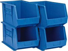 Quantum Storage - 75 Lb. Load Capacity, 18" Deep, Blue Polypropylene Hopper Stacking Bin - 10" High x 11" Wide x 18" Long - Best Tool & Supply