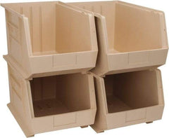 Quantum Storage - 75 Lb. Load Capacity, 18" Deep, Ivory Polypropylene Hopper Stacking Bin - 10" High x 11" Wide x 18" Long - Best Tool & Supply