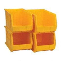 Quantum Storage - 75 Lb. Load Capacity, 18" Deep, Yellow Polypropylene Hopper Stacking Bin - 10" High x 11" Wide x 18" Long - Best Tool & Supply