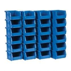 Quantum Storage - 10 Lb. Load Capacity, 5-3/8" Deep, Blue Polypropylene Hopper Stacking Bin - 3" High x 4-1/8" Wide x 5-3/8" Long - Best Tool & Supply