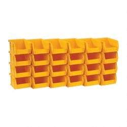 Quantum Storage - 10 Lb. Load Capacity, 5-3/8" Deep, Yellow Polypropylene Hopper Stacking Bin - 3" High x 4-1/8" Wide x 5-3/8" Long - Best Tool & Supply