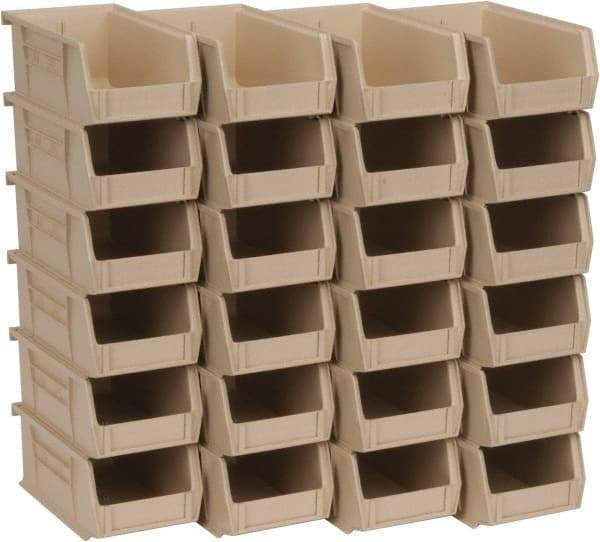 Quantum Storage - 10 Lb. Load Capacity, 7-3/8" Deep, Ivory Polypropylene Hopper Stacking Bin - 3" High x 4-1/8" Wide x 7-3/8" Long - Best Tool & Supply