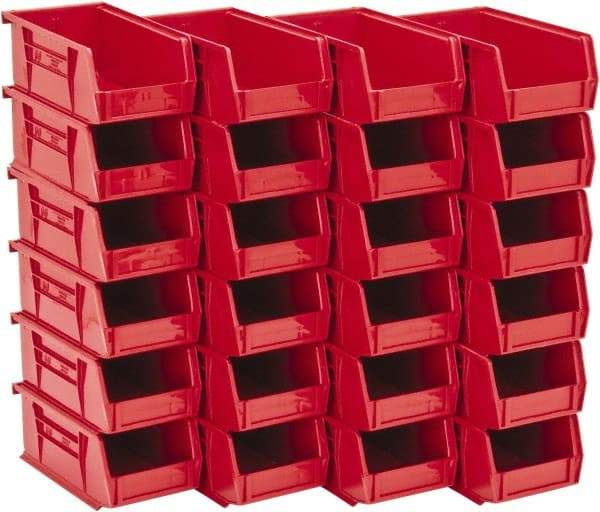 Quantum Storage - 10 Lb. Load Capacity, 7-3/8" Deep, Red Polypropylene Hopper Stacking Bin - 3" High x 4-1/8" Wide x 7-3/8" Long - Best Tool & Supply