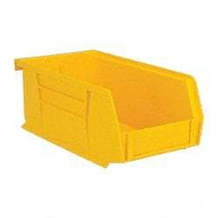 Quantum Storage - 10 Lb. Load Capacity, 7-3/8" Deep, Yellow Polypropylene Hopper Stacking Bin - 3" High x 4-1/8" Wide x 7-3/8" Long - Best Tool & Supply