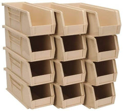 Quantum Storage - 30 Lb. Load Capacity, 10-7/8" Deep, Ivory Polypropylene Hopper Stacking Bin - 4" High x 4-1/8" Wide x 10-7/8" Long - Best Tool & Supply