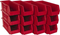 Quantum Storage - 30 Lb. Load Capacity, 10-7/8" Deep, Red Polypropylene Hopper Stacking Bin - 4" High x 4-1/8" Wide x 10-7/8" Long - Best Tool & Supply