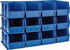 Quantum Storage - 30 Lb. Load Capacity, 10-7/8" Deep, Blue Polypropylene Hopper Stacking Bin - 5" High x 5-1/2" Wide x 10-7/8" Long - Best Tool & Supply