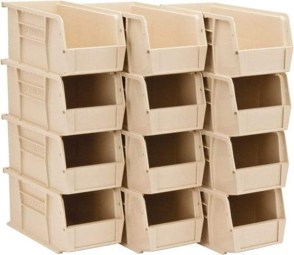 Quantum Storage - 30 Lb. Load Capacity, 10-7/8" Deep, Ivory Polypropylene Hopper Stacking Bin - 5" High x 5-1/2" Wide x 10-7/8" Long - Best Tool & Supply