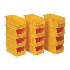 Quantum Storage - 30 Lb. Load Capacity, 10-7/8" Deep, Yellow Polypropylene Hopper Stacking Bin - 5" High x 5-1/2" Wide x 10-7/8" Long - Best Tool & Supply