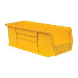 Quantum Storage - 50 Lb. Load Capacity, 14-3/4" Deep, Yellow Polypropylene Hopper Stacking Bin - 5" High x 5-1/2" Wide x 14-3/4" Long - Best Tool & Supply