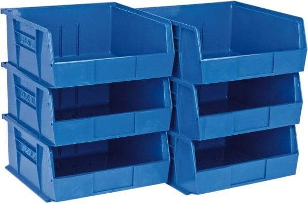 Quantum Storage - 50 Lb. Load Capacity, 10-7/8" Deep, Blue Polypropylene Hopper Stacking Bin - 5" High x 11" Wide x 10-7/8" Long - Best Tool & Supply