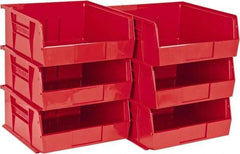 Quantum Storage - 50 Lb. Load Capacity, 10-7/8" Deep, Red Polypropylene Hopper Stacking Bin - 5" High x 11" Wide x 10-7/8" Long - Best Tool & Supply