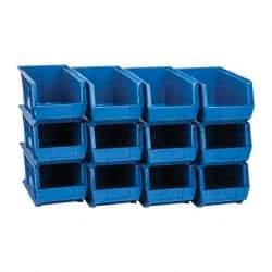 Quantum Storage - 60 Lb. Load Capacity, 14-3/4" Deep, Blue Polypropylene Hopper Stacking Bin - 7" High x 8-1/4" Wide x 14-3/4" Long - Best Tool & Supply