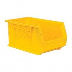 Quantum Storage - 60 Lb. Load Capacity, 14-3/4" Deep, Yellow Polypropylene Hopper Stacking Bin - 7" High x 8-1/4" Wide x 14-3/4" Long - Best Tool & Supply