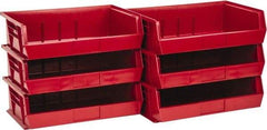 Quantum Storage - 60 Lb. Load Capacity, 10-7/8" Deep, Red Polypropylene Hopper Stacking Bin - 5" High x 16-1/2" Wide x 10-7/8" Long - Best Tool & Supply