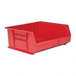 Quantum Storage - 75 Lb. Load Capacity, 14-3/4" Deep, Red Polypropylene Hopper Stacking Bin - 7" High x 16-1/2" Wide x 14-3/4" Long - Best Tool & Supply