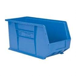 Quantum Storage - 60 Lb. Load Capacity, 18" Deep, Blue Polypropylene Hopper Stacking Bin - 9" High x 8-1/4" Wide x 18" Long - Best Tool & Supply