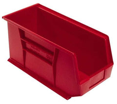 Quantum Storage - 60 Lb. Load Capacity, 18" Deep, Red Polypropylene Hopper Stacking Bin - 9" High x 8-1/4" Wide x 18" Long - Best Tool & Supply