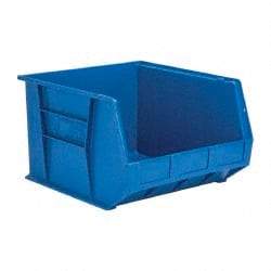 Quantum Storage - 75 Lb. Load Capacity, 18" Deep, Blue Polypropylene Hopper Stacking Bin - 11" High x 16-1/2" Wide x 18" Long - Best Tool & Supply