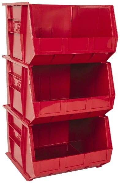 Quantum Storage - 75 Lb. Load Capacity, 18" Deep, Red Polypropylene Hopper Stacking Bin - 11" High x 16-1/2" Wide x 18" Long - Best Tool & Supply