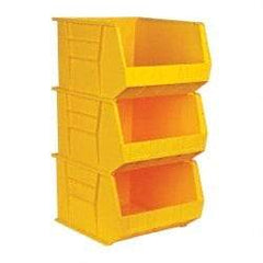 Quantum Storage - 75 Lb. Load Capacity, 18" Deep, Yellow Polypropylene Hopper Stacking Bin - 11" High x 16-1/2" Wide x 18" Long - Best Tool & Supply