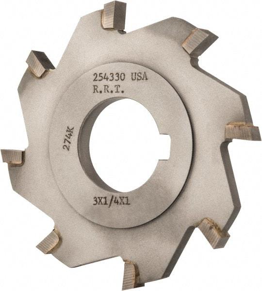 Made in USA - 3" Diam x 1/4" Width of Cut, 8 Teeth, Carbide Tipped Side Milling Cutter - Straight Teeth, Uncoated - Best Tool & Supply