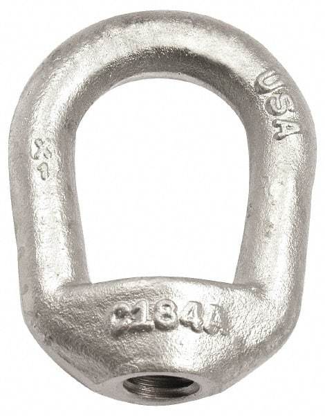 Gibraltar - 840 Lb Capacity, 5/16-18 Thread, Self Colored, Carbon Steel Regular Duty Lifting Eye Nut - Grade C-1030, 1-11/16" High, 3/4" Inside & 1-1/4" Outside Eye Diam, 1-1/4" Bell/Base Width - Best Tool & Supply