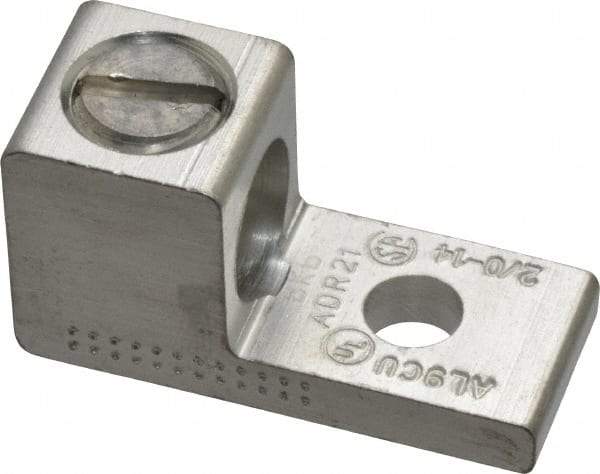 Thomas & Betts - 14-2/0 AWG Noninsulated Compression Connection Rectangle Ring Terminal - 1/4" Stud, 1-15/32" OAL x 5/8" Wide, Tin Plated Aluminum Contact - Best Tool & Supply