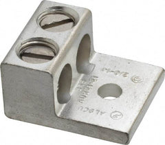 Thomas & Betts - 14-2/0 AWG Noninsulated Compression Connection Rectangle Ring Terminal - 1/4" Stud, 1-15/32" OAL x 1-1/4" Wide, Tin Plated Aluminum Contact - Best Tool & Supply