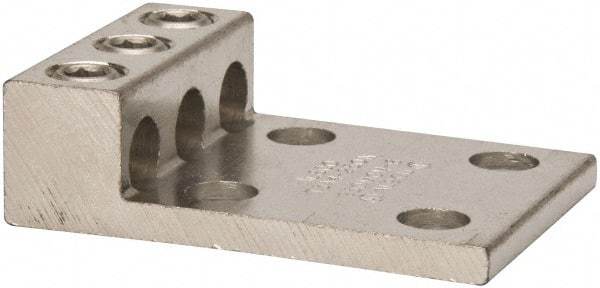 Thomas & Betts - 6 AWG Noninsulated Compression Connection Rectangle Ring Terminal - 1/2" Stud, 4-3/16" OAL x 2-13/16" Wide, Tin Plated Aluminum Contact - Best Tool & Supply