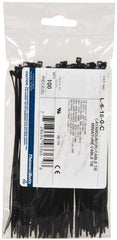 Thomas & Betts - 6.4" Long Black Nylon Standard Cable Tie - 18 Lb Tensile Strength, 1.13mm Thick, 1-1/2" Max Bundle Diam - Best Tool & Supply