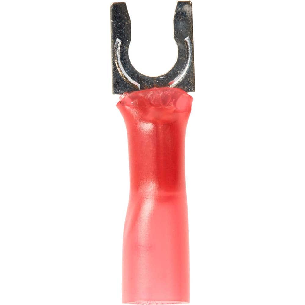 3M - #8 Stud, 22 to 16 AWG Compatible, Partially Insulated, Crimp Connection, Locking Fork Terminal - Best Tool & Supply