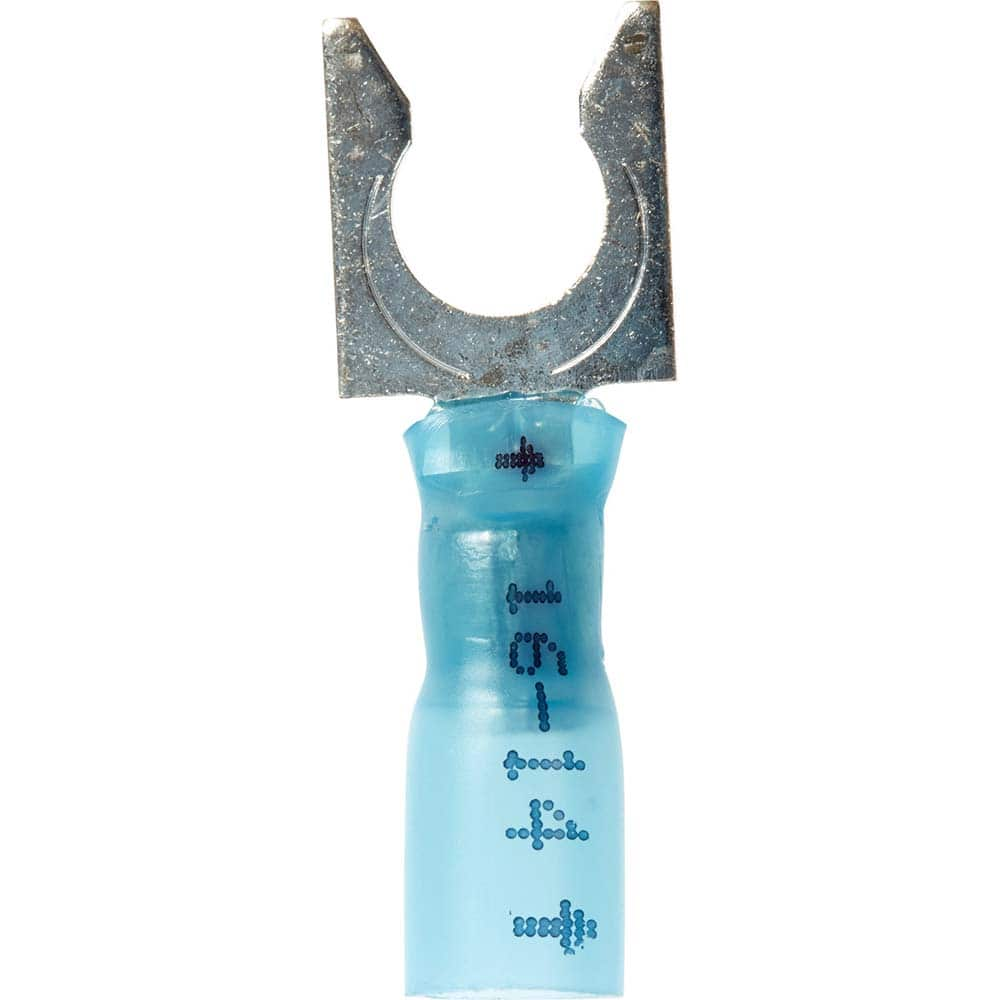 3M - 1/4" Stud, 16 to 14 AWG Compatible, Partially Insulated, Crimp Connection, Locking Fork Terminal - Best Tool & Supply