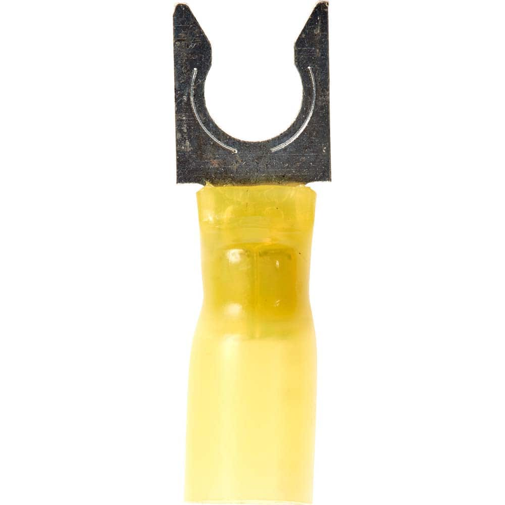 3M - 1/4" Stud, 12 to 10 AWG Compatible, Partially Insulated, Crimp Connection, Locking Fork Terminal - Best Tool & Supply