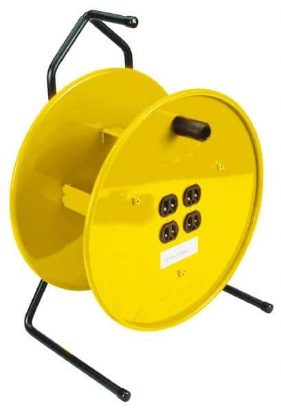 Conductix - 16 AWG, 25' Cable Length, Cord & Cable Reel with Outlet End - 4 Outlets, NEMA 5-15R, 15 Amps, Yellow Reel - Best Tool & Supply